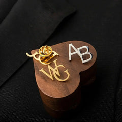 Custom Name Initials Brooch Pin For Men