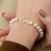 Custom Script Name and Natural Pearl Bracelet