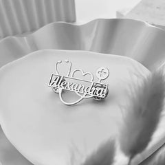 Personalized Stethoscope Logo Name Brooch
