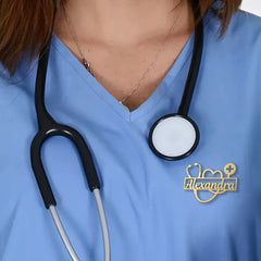 Personalized Stethoscope Logo Name Brooch