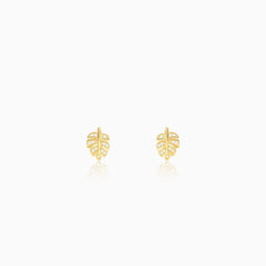 Golden Leaflet Stud Earrings