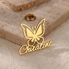 Elegant Custom Butterfly Brooch with English Name