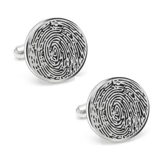 Personalized Fingerprint Round Shaped Cufflink for Men and Boys - Giva