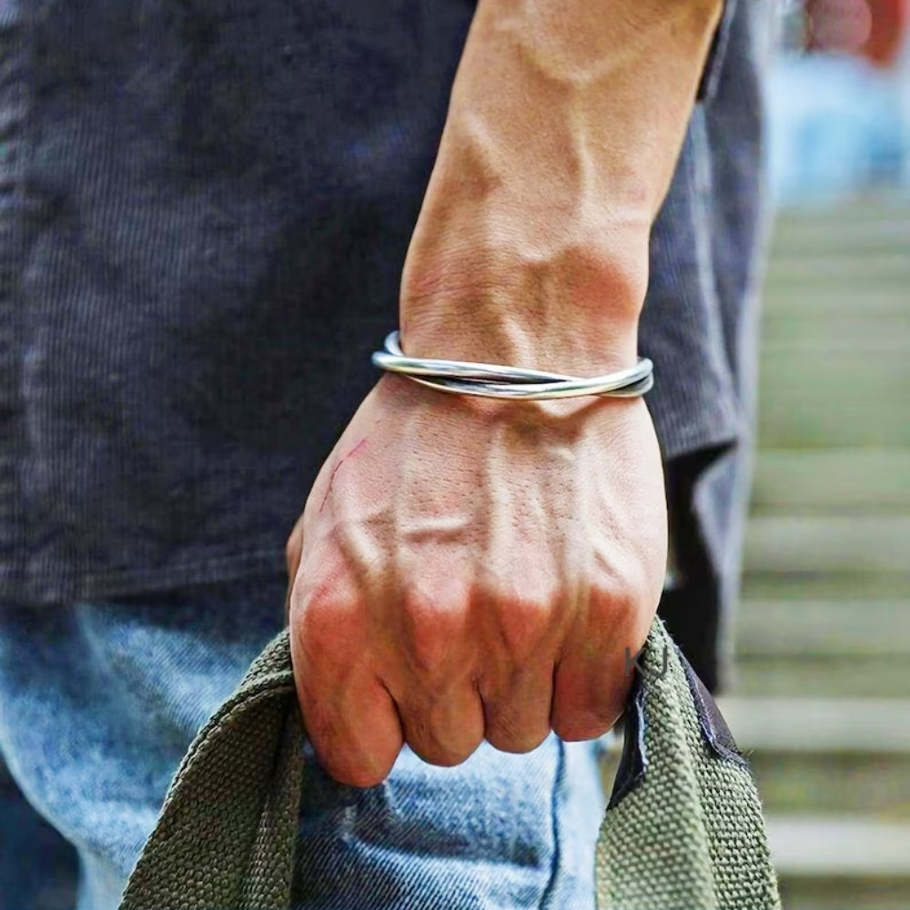 Silver Boho Kada Bracelet for men - Giva