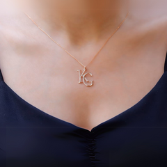 Two Interlocking Special Custom Design Letter Necklace, Personalized Double Letters Pendant, Dainty Double Initials Necklace, Unique Gifts