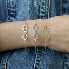 Sterling Silver Infinity Name Bracelet • Infinity Nameplate Bracelet • Multi Name Bracelet with Heart Charm • Personalized Gift For Her