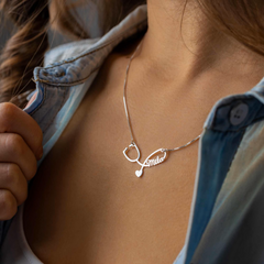 Custom Nurse Stethoscope Necklace with Personalized Name - Handcrafted Pendant for Medical Professionals - Ideal Gift for Graduation