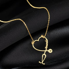 Doctor Stethoscope Necklace, Medical Charm for Doctors, cardiologists, heart doctor, Personalized Name Stethoscope Necklace, Stethoscope