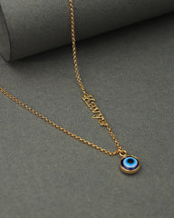 Sideway Name Necklace With Evil Eye