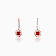 Rose Gold Red Drizzle Drop Earrings