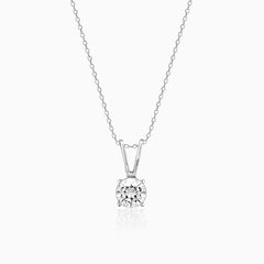 Silver Classic Solitaire Pendant