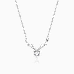 Silver Deer Heart Necklace
