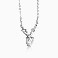 Silver Deer Heart Necklace