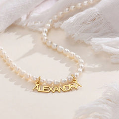 Natural Pearl Personalized Chiara Name Necklace