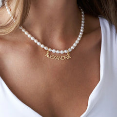 Natural Pearl Personalized Chiara Name Necklace