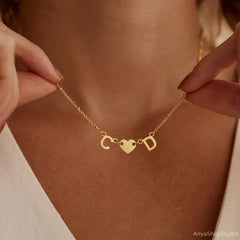 Custom Initial Necklace with Heart